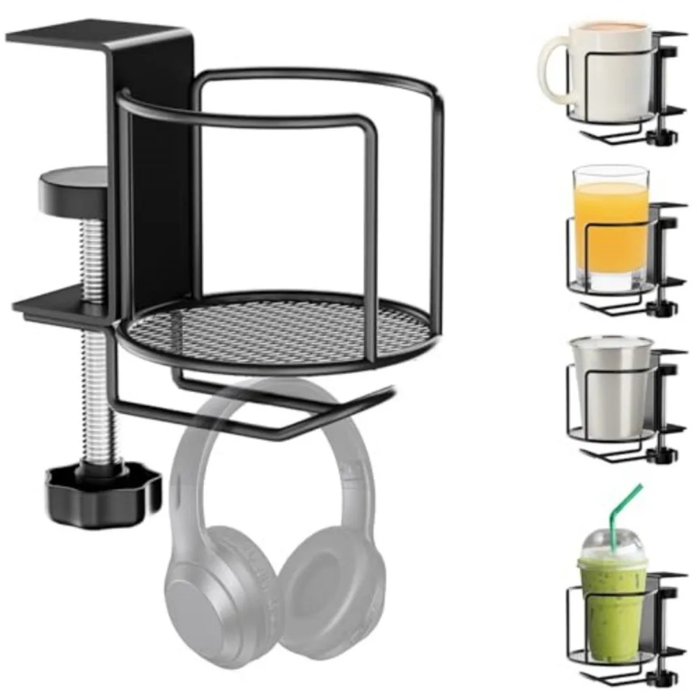 Headphone Stand Desk - 2-in-1 조절 가능한 책상 컵 홀더,