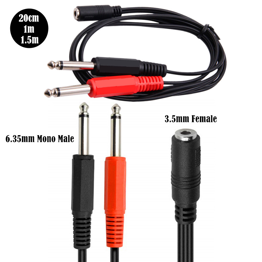 Audio Splitter Y - 6.35mm 남성형에서 2개의 6.35mm 여성형으로 변환하는