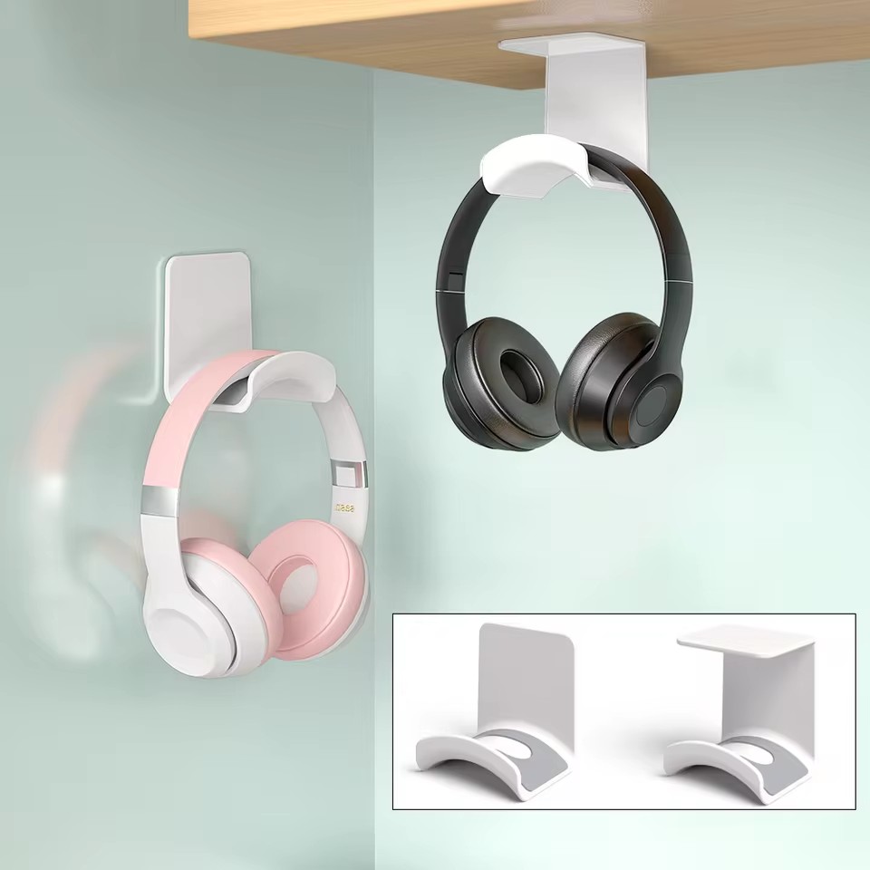 Headphone Stand Desk - 범용 헤드폰 스탠드 접착식 플라스틱 벽걸이형