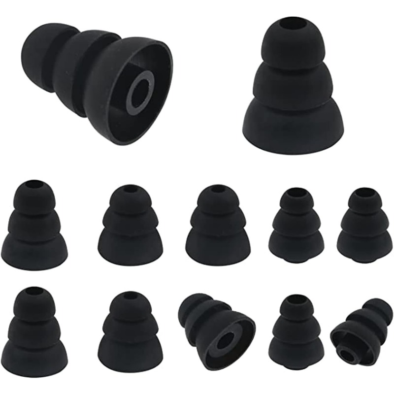 Silicone Ear Tip Replacement - 6개입 S/M/L 사이즈 소음 차단 실리콘
