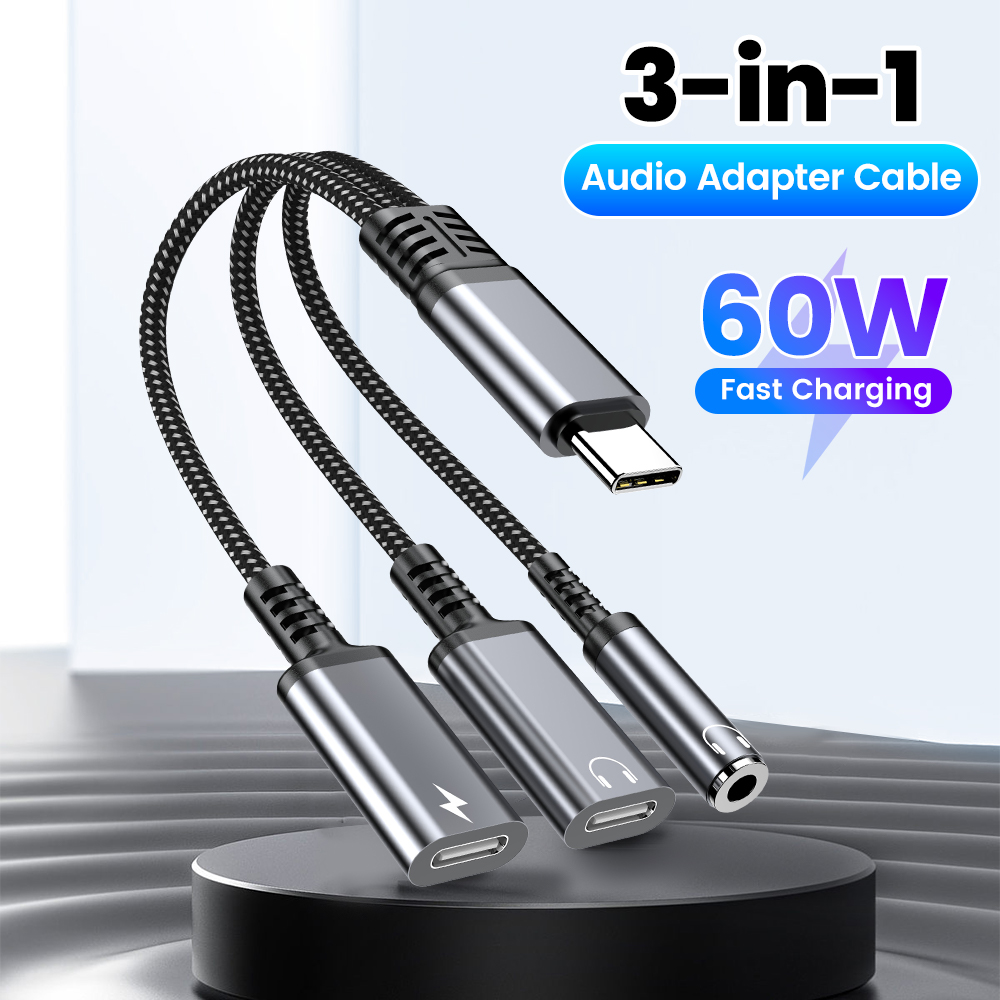 Earphone Splitter Jack - 타입 C 오디오 어댑터 케이블 3in1