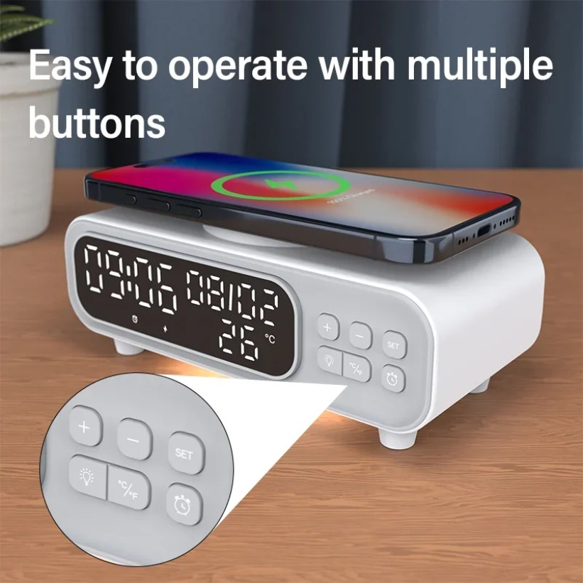15W 무선 충전기 시간 알람 시계 LED 야간 조명  - Usb C Earphone 리뷰 및 가격