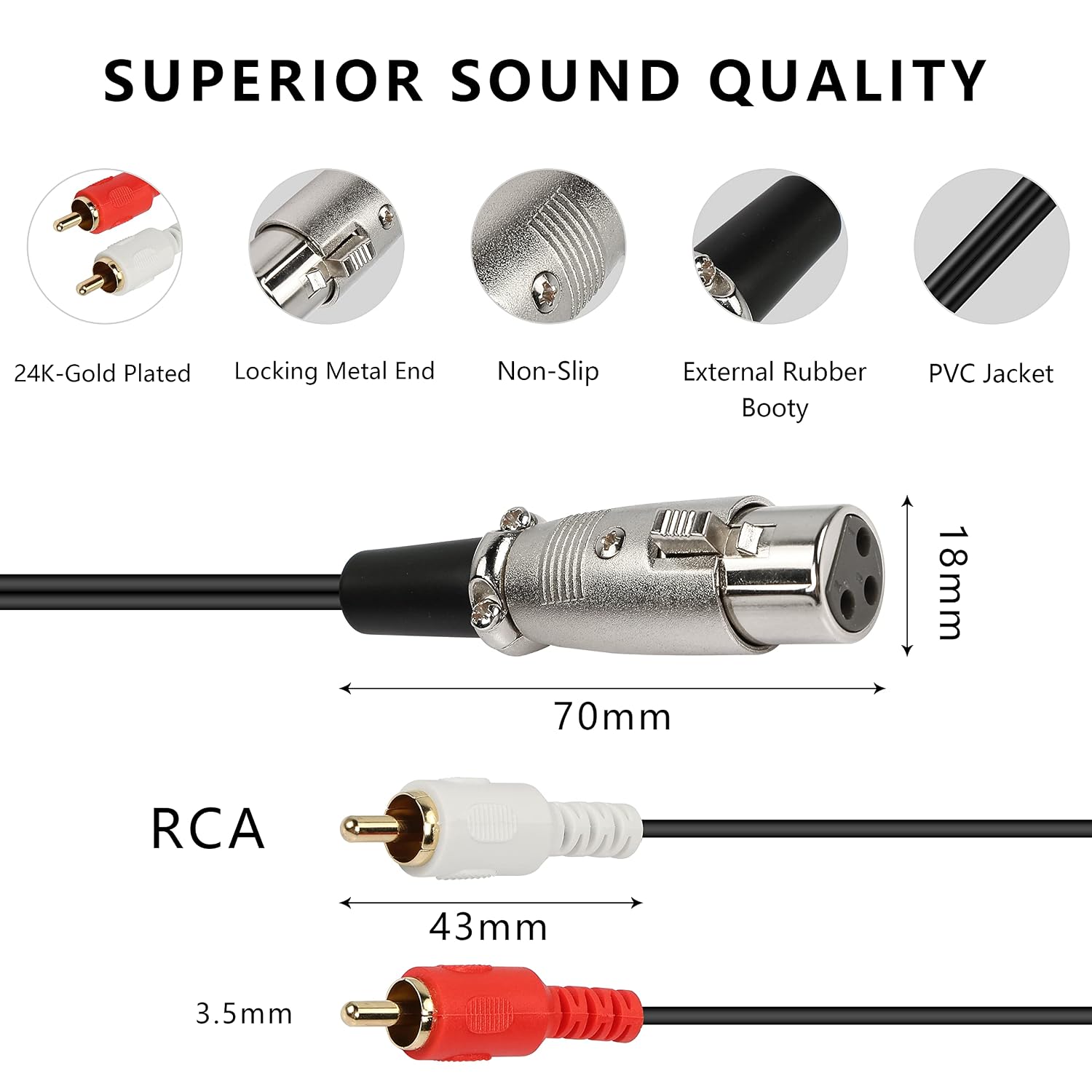 XLR 암 커넥터를 듀얼 RCA 수 커넥터로 변환하는  - Audio Splitter Y 리뷰 및 가격