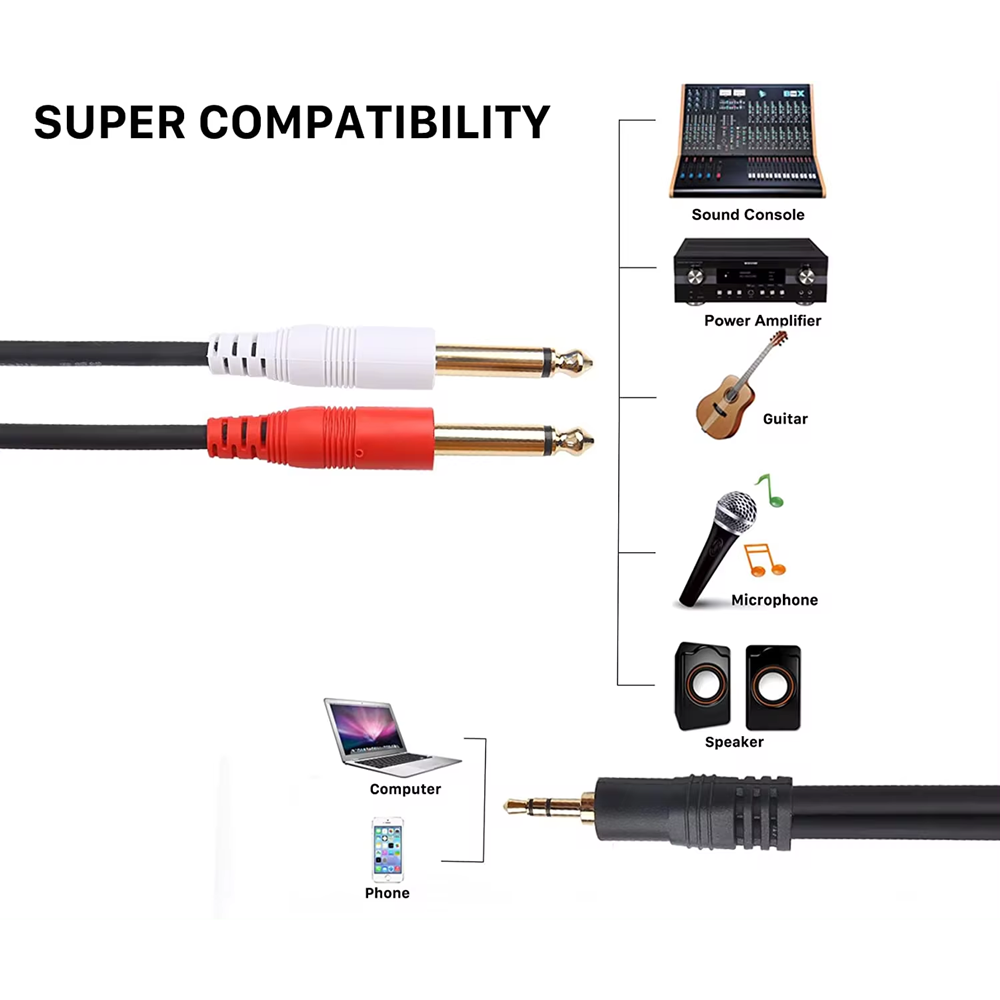 3.5mm TRS-듀얼 6.35mm TS Y 스플리터  - Audio Splitter Y 리뷰 및 가격