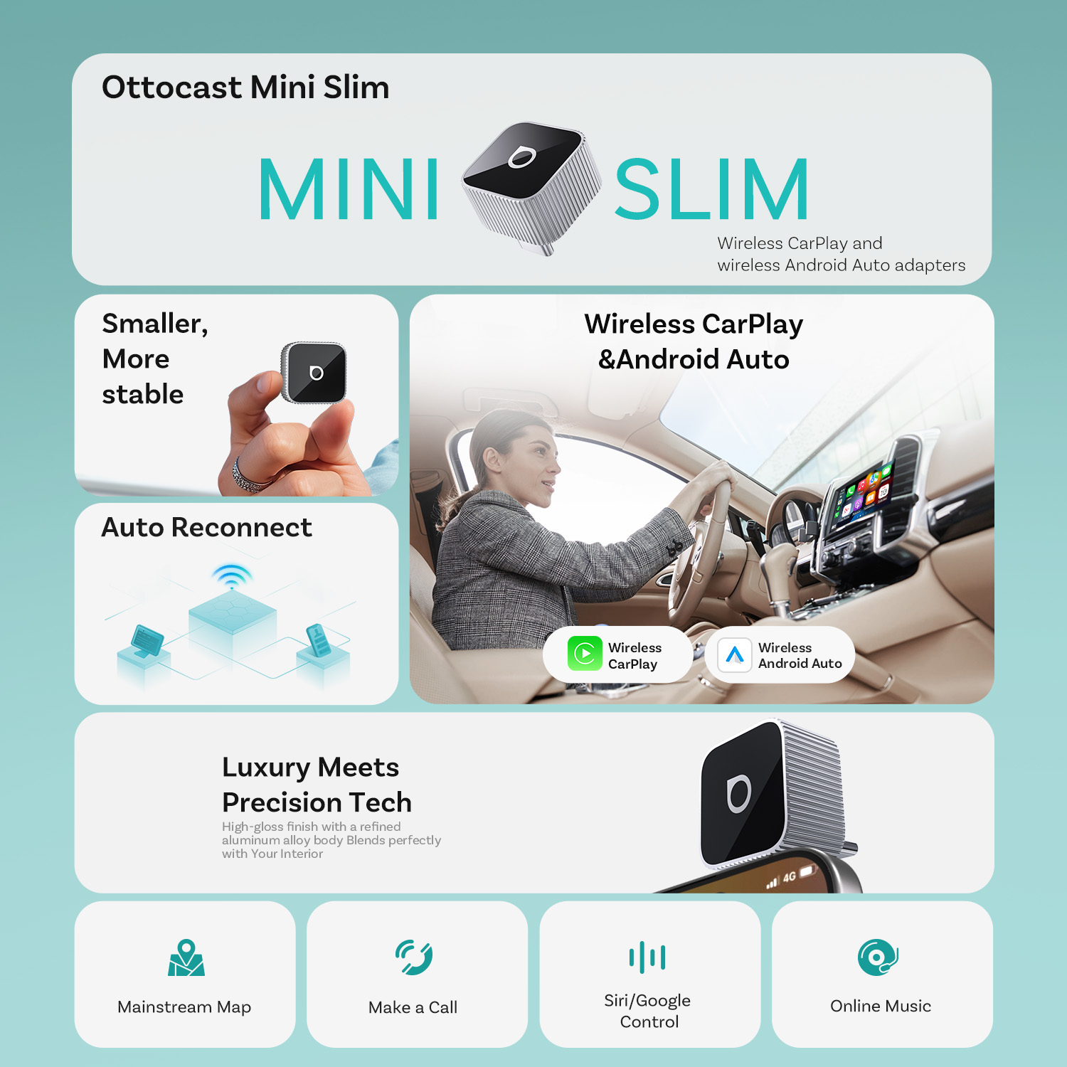 오토캐스트 미니 슬림 무선 카플레이 안드로이드 오토 어 - Bluetooth Adapter Receiver 리뷰 및 가격