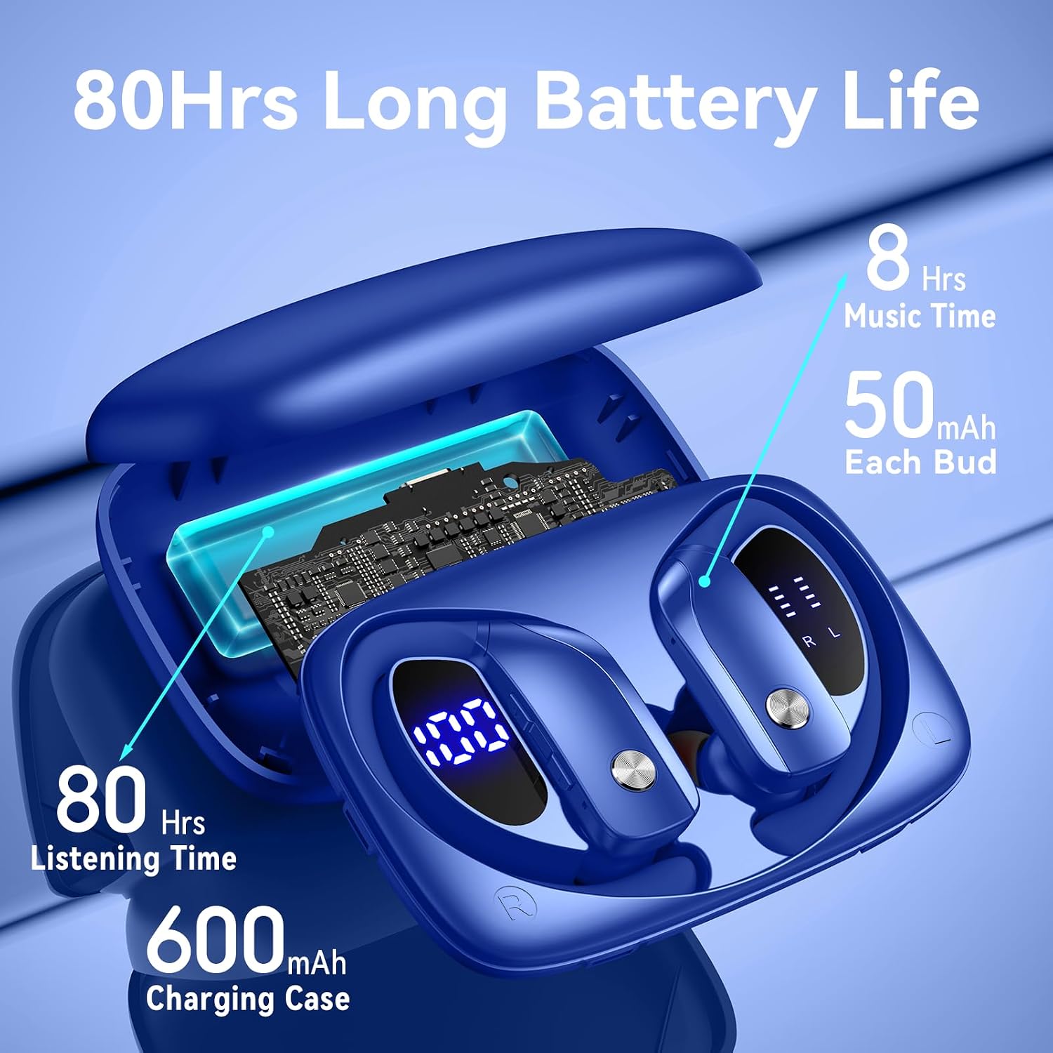 80시간 재생 가능한 LED 디스플레이 케이스, 오버이 - Sports Earphone Hook 리뷰 및 가격